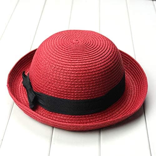 Melonhat, sommerstråhat til kvinder, sommerhat, solhat, havehat (56-58 cm, rød) Red