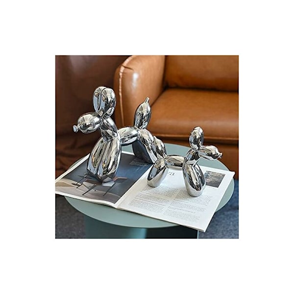 Harts av ballong hund hantverk djur konst skulptur nordeuropeisk stil för bordsskiva kontorsdekor faner konstverk, silver 10cm