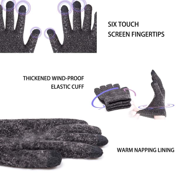 Vinter Herre Dame Touchscreen Varme Termohandsker - Skridsikkert Greb - Strækbart Materiale (grå XL) Grey