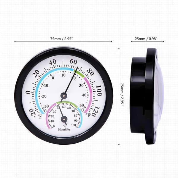 Indendørs Termometer Hygrometer Analog 2 i 1 Temperatur Fugtighedsmåler til Hjemmet, 75mm, Sort black