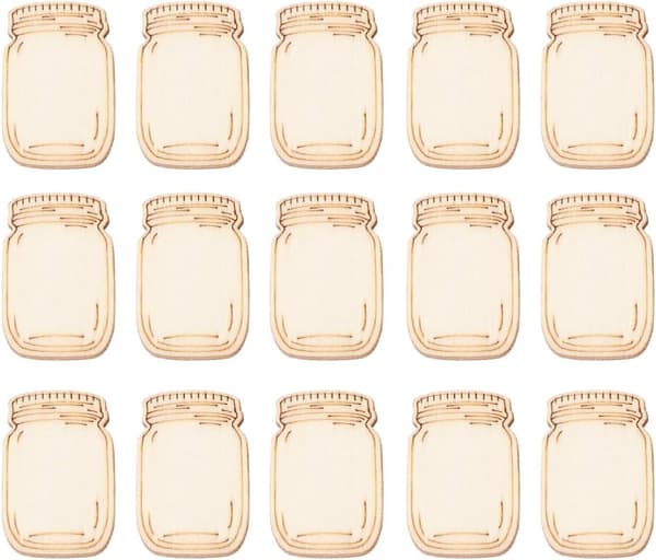 60 st Mason Jar-utskärningar i trä, träbitar, hantverk, DIY-trä