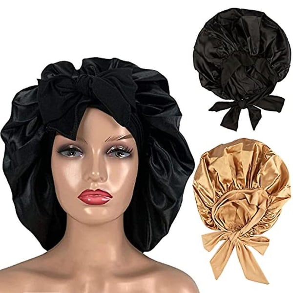 2 stycken satinhuvar för kvinnor Silk hair Bonnet Cap
