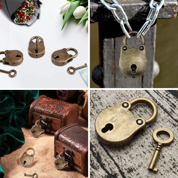 6st Minihänglås Slocker Hänglås med nycklar Små resväskalås med 12st nyckel Lämplig (brons)