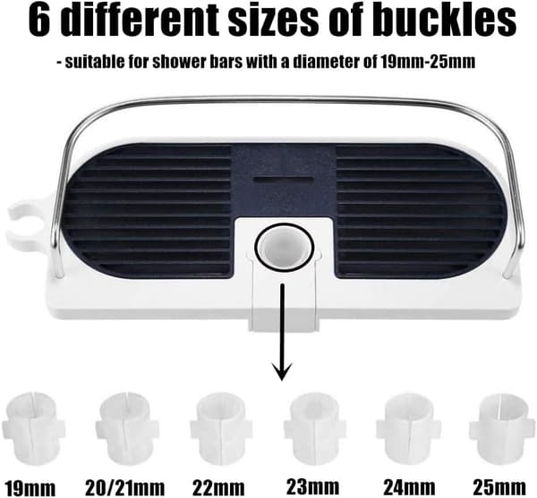 Badeværelseshylde til bruseskinne, aluminium badeværelsesbruserholder (19mm -25mm)