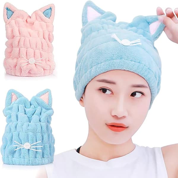Mikrofiber Hårturban Tørrehætte til Piger Våde og Tørre Håndklæder - 2 Stykker