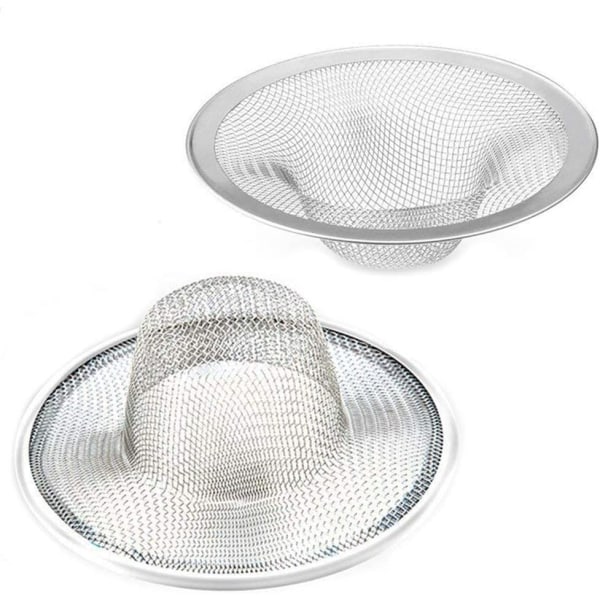 2 st Heavy Duty rostfritt stål Slop Korg Filterfälla, 3,54" topp / 1,65" Mesh metall diskbänkssil 9 cm