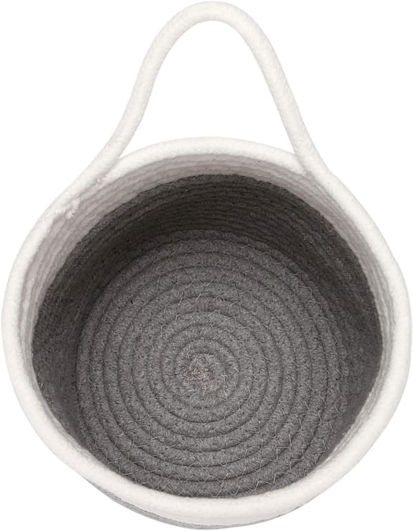 Hängande bomullsrepkorg 6,7\" Förvaringskorg Bomull och linnekorg - Off-White grey