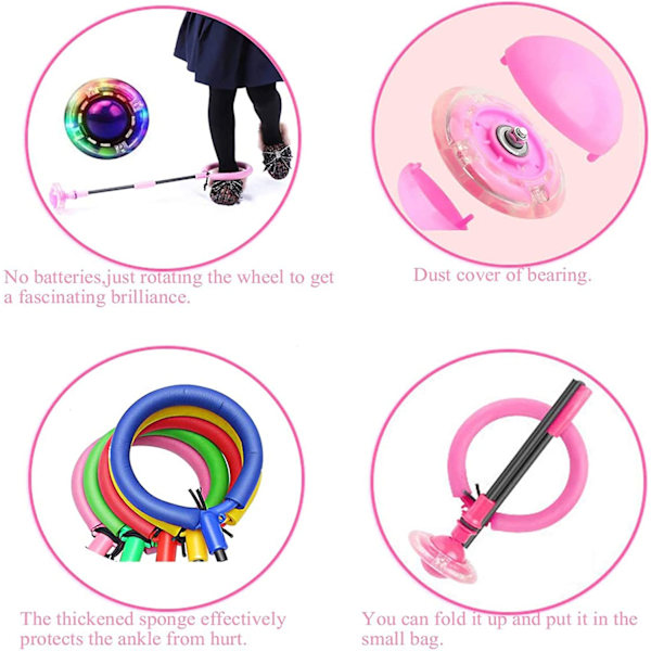 Barnens blinkande hoppring, sport hoppboll, hopfällbar blixt hoppboll, lämplig (rosa) pink