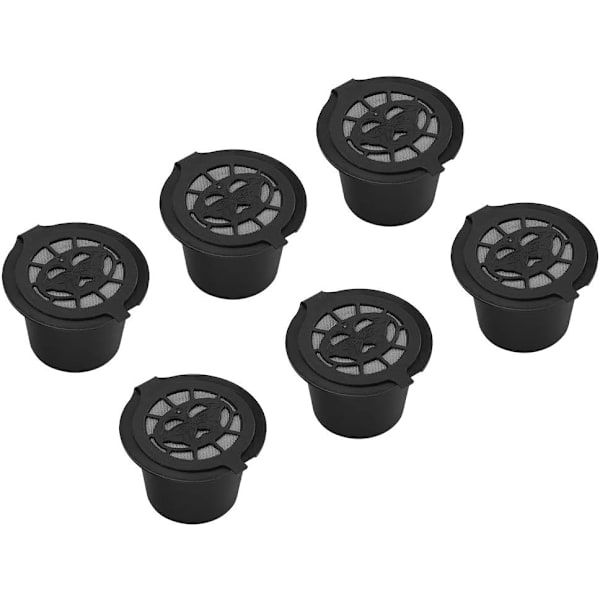 Paket med 6 kaffekapselfilter, påfyllningsbara återanvändbara filterkorgar