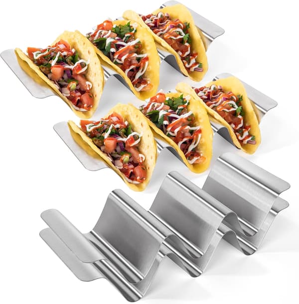 Stativsæt, 18/8 rustfrit stål tortilla rack bakker (sæt med 4)
