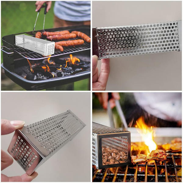 Bärbar grill kolgrill BBQ trä rör pellets rökare utomhus matlagning verktyg (6 tum)