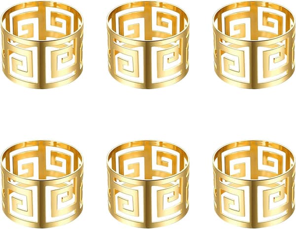 Borddekorationer Hule Vævede Servietringe (Guld) 6 stk.
