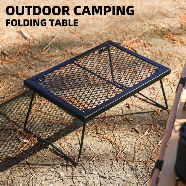 Fällbart lägereldsgrill - Bärbar campinggrill över eld, kraftig kolgrill i stål (43 cm x 31 cm)