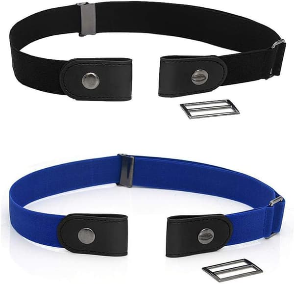 Belte uten spenne, 2 stk usynlig stretchbelte justerbart belte blue