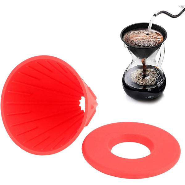 Bärbar Silikon Handbrygg Kaffefilterkopp (Röd) 1 Stycken Red
