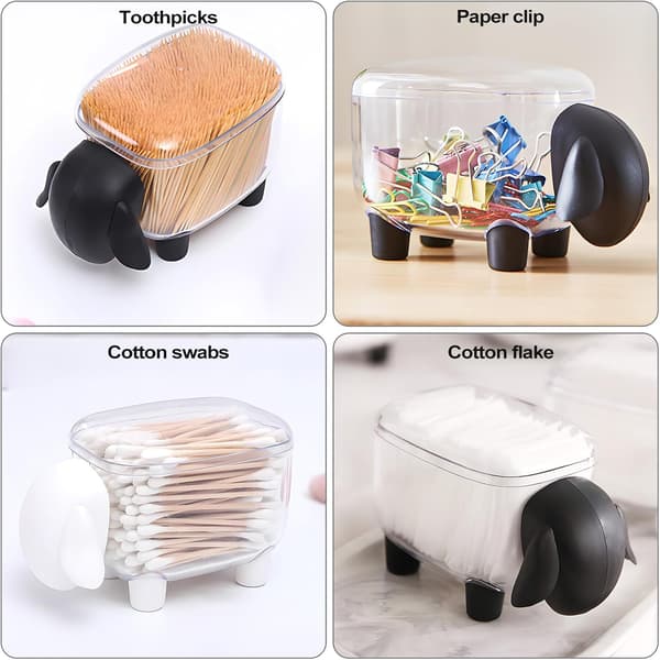 2 stk Q-tips-holderdispenser, saueformet bomullsholder, baderomsbeholdere for bomullspinner, bomullspads