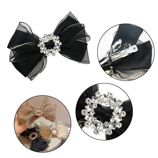 Kvinnors Mesh Rhinestone Bow Hårclips Hårtillbehör (3 stilar) 3 stycken