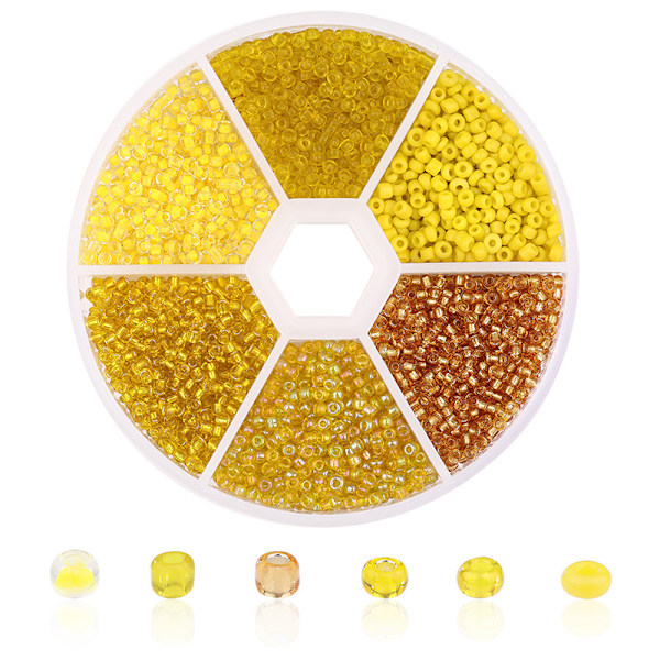 DIY pärlmaterial Smycken Tillbehör 6 Färg Glas Hirsfrö Pärla Set yellow 0.2 cm
