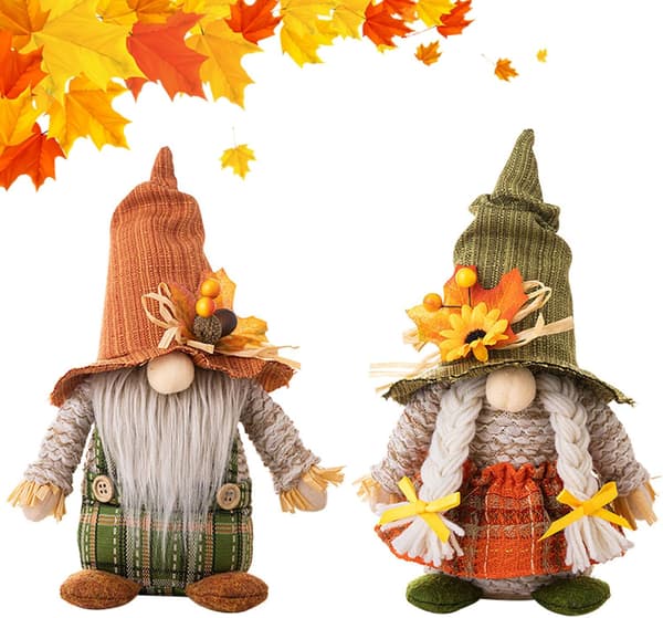 Efterårsgonk 2 STK Thanksgiving Day Efterårsnisser Plus Håndlavet Høst Solsikke Ahornblad Alf