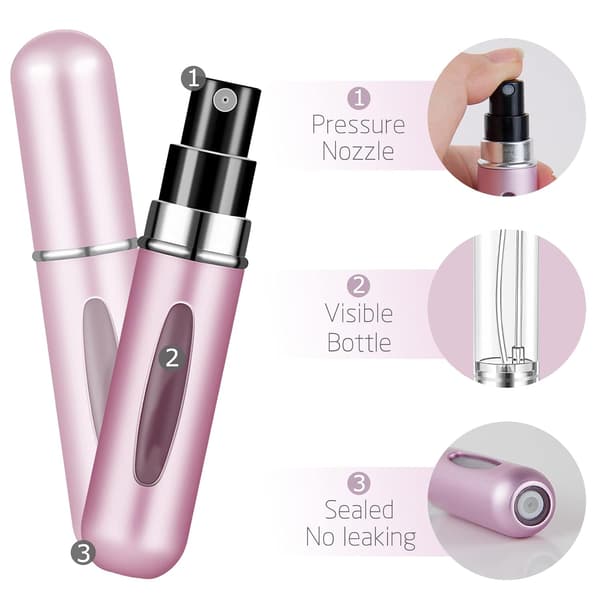 2 stk påfyllbare parfymeflasker, bærbare mini separate parfymeflasker, reise- og utfluktspraydispensere 5ml/0.2oz (rosa) Pink