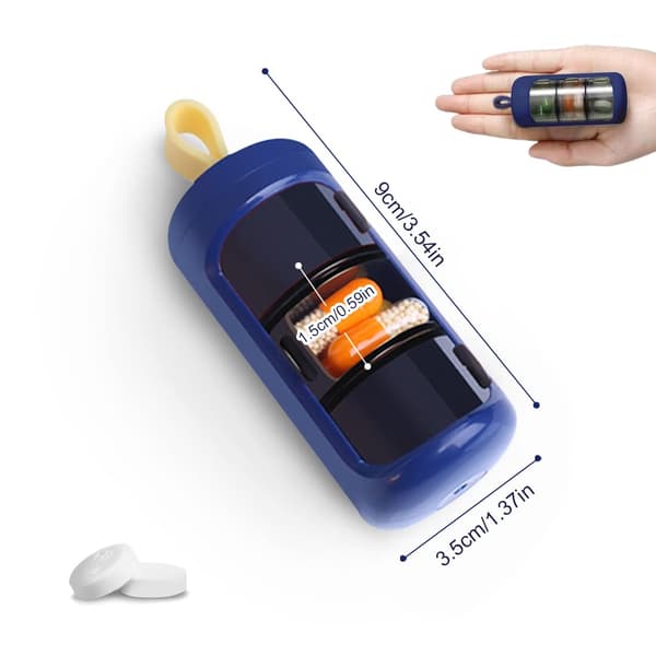 3 rom, mini bærbar pilleboks, pilleboks med silikonstropp