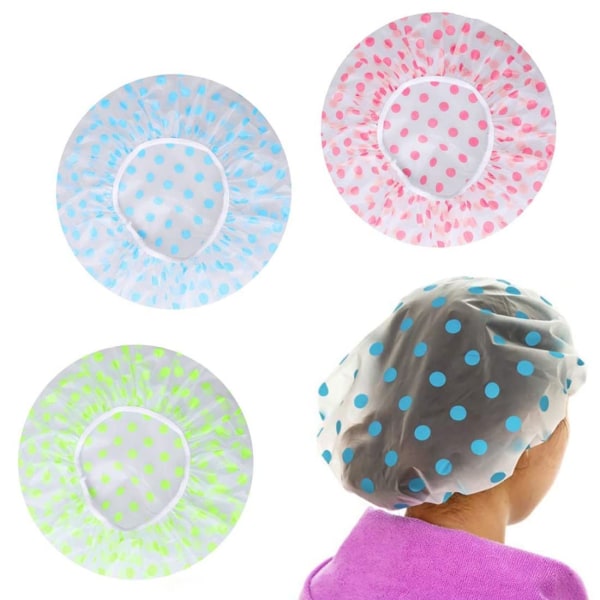 3 delar elastisk cap i plast, cap för flickor, kvinnor, dusch, spa, salong