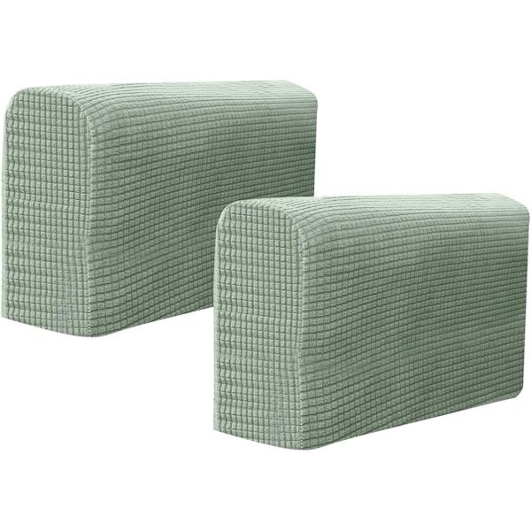 2PCS Soffa Armstödsöverdrag, Justerbara, Stretch Soffa Armstödsöverdrag, Halkskydd Möbelskydd (grön) green