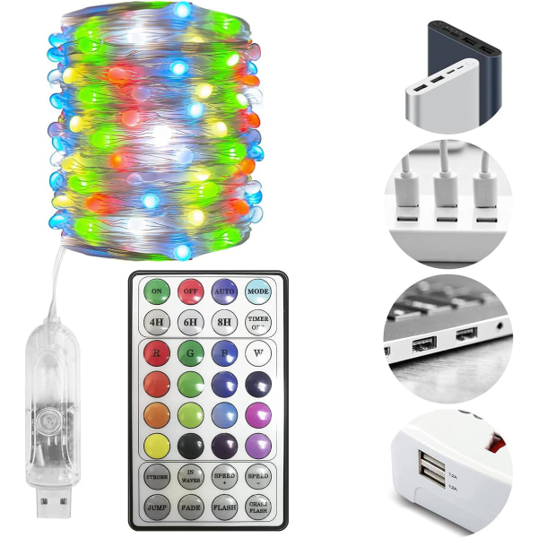 USB färgskiftande Fairy Light LED RGB inomhus blinkande ljus med timer