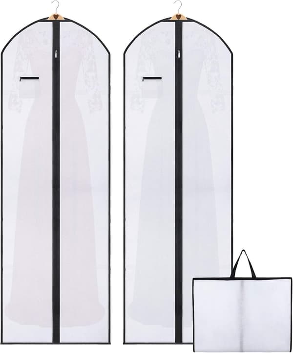 2-pack bröllopsklänningsförvaring, 180 cm antimalmedel, vikbar klädskydd av non-woven