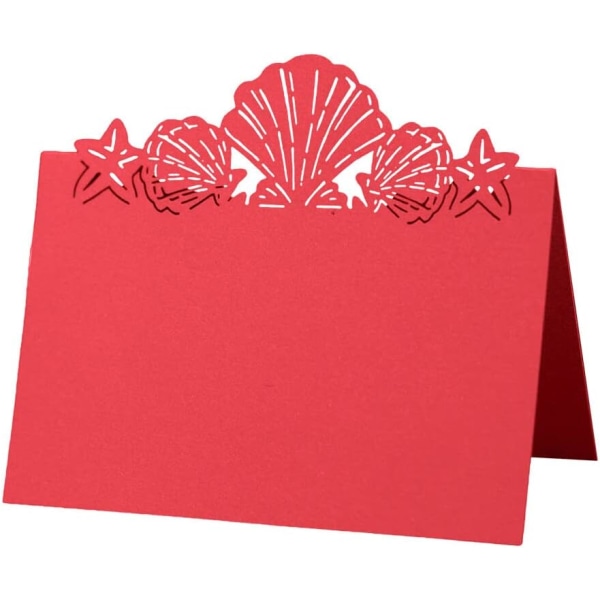 50 delar 3D-skal Bröllopskort Tomma visitkort Sittkort Platskort för fester, banketter（röda） Red