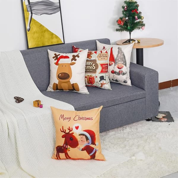 4 stk juleputetrekk, bomull lin dekor sofaputetrekk til soverom sofa stol, 45x45cm