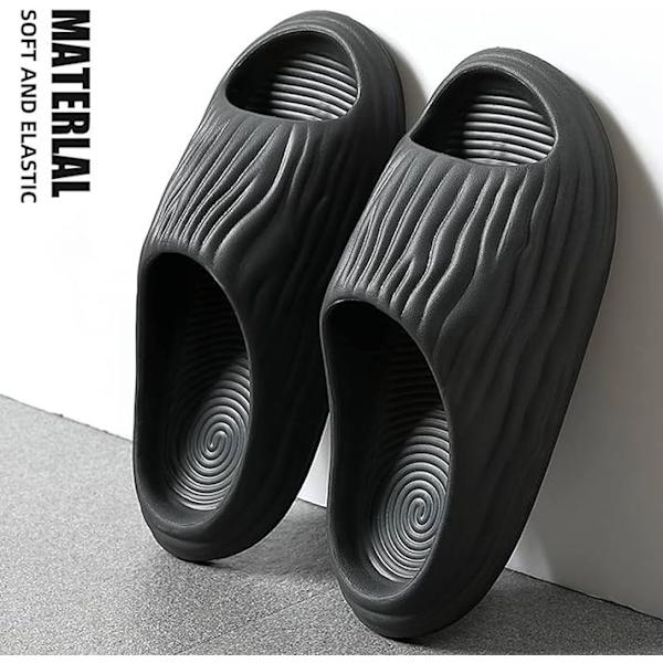 Badsandaler herr dam tofflor sommar mules halkfria tofflor moln bad inomhus/utomhus（svart 42/43） Black