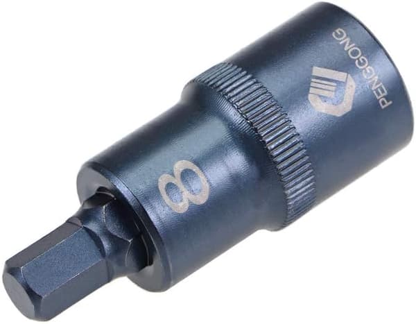 1/2\" Drive x H8(8mm) Hex Bit Socket, S2 Steel Bits, CR-V Sockets Metric 2\" Längd Blå 8mm