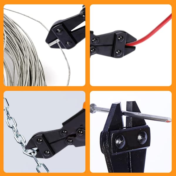 Boltkutter, trådkutterkjede, kabel, fjærklipper med mykt gummigrep, for bygg, rørleggerarbeid, 8 tommer