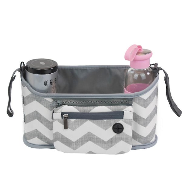 Barnvagnsväska Buggy Organizer Multifunktionell Universell Babyvagn Förvaringsvagn Handväska Behållare Förvaringsväska (Remsa) ripple