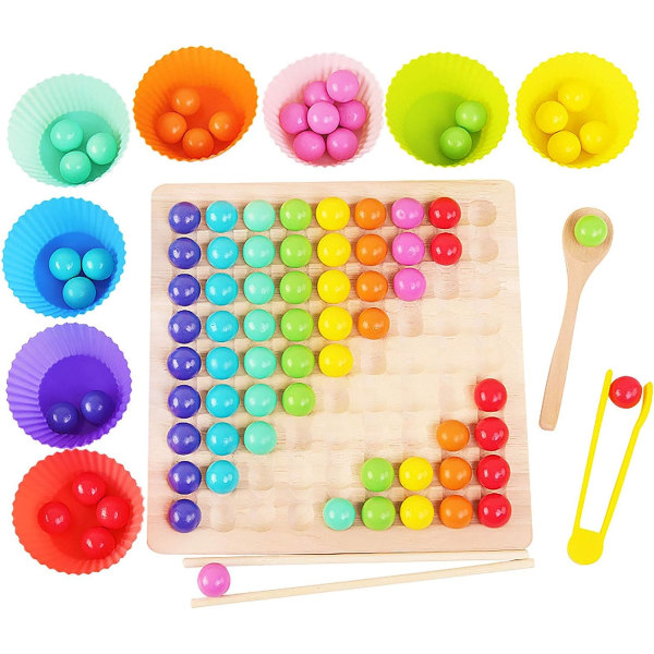 Trä regnbåge boll eliminering spel, Montessori leksak från 2 3 4 år, barn vuxna interaktion pussel set