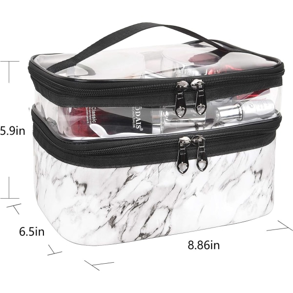 Makeupväskor Dubbla Lager Resekosmetiska Väskor Makeup Organizer Toalettväskor (vit) White