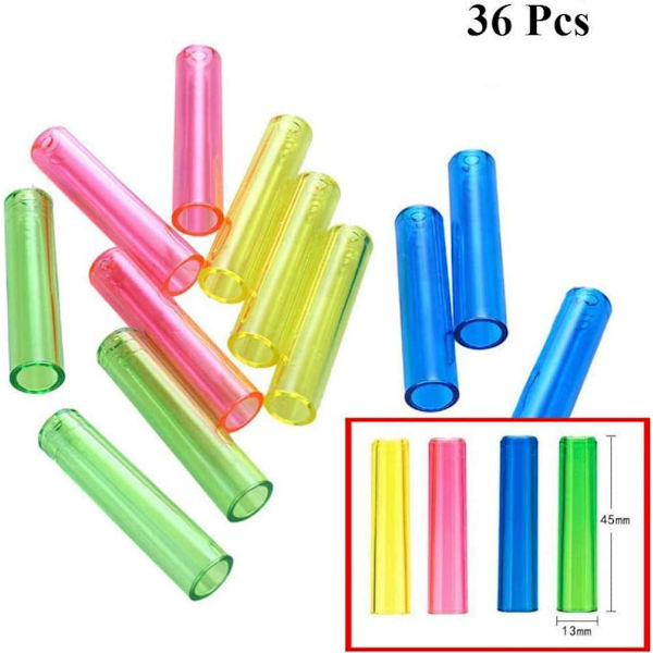 Förpackning med 36 st plastpennskydd, pennförlängningsställ (slumpmässig färg)