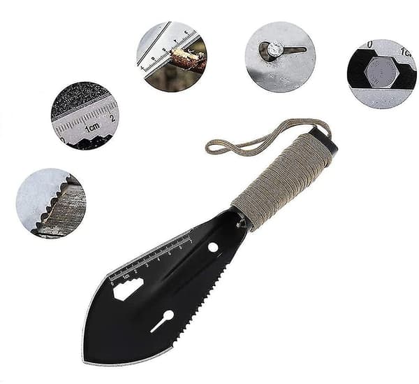 Camping Multifunksjonell Hånd Vandrespade Utendørs Liten Spade - Svart black