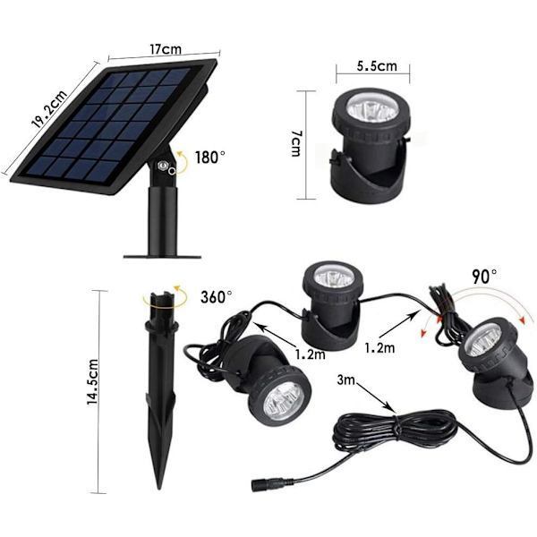 Solcellsstrålkastare IP68 Vattentät Utomhus Landskapsbelysning RGB med 3 Lampor 18 LED