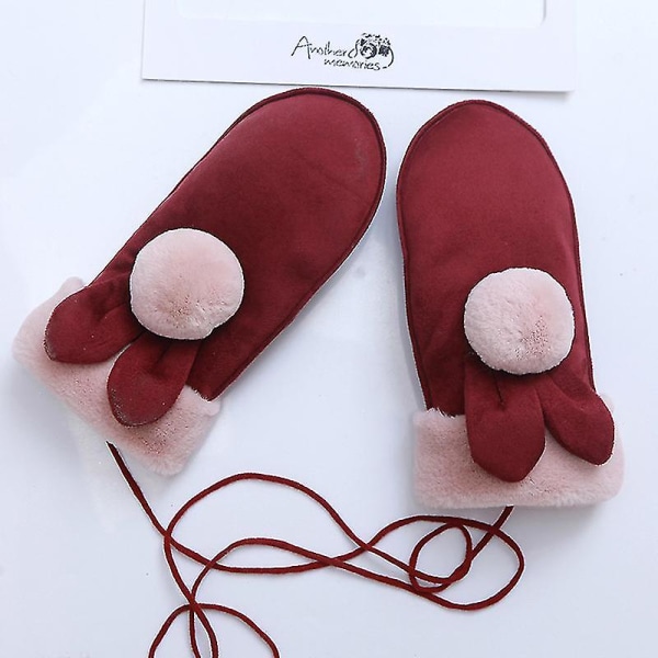 Vinter Varma Damhandskar Mocka Fingerlösa Handskar med Halshängande Rep color 2