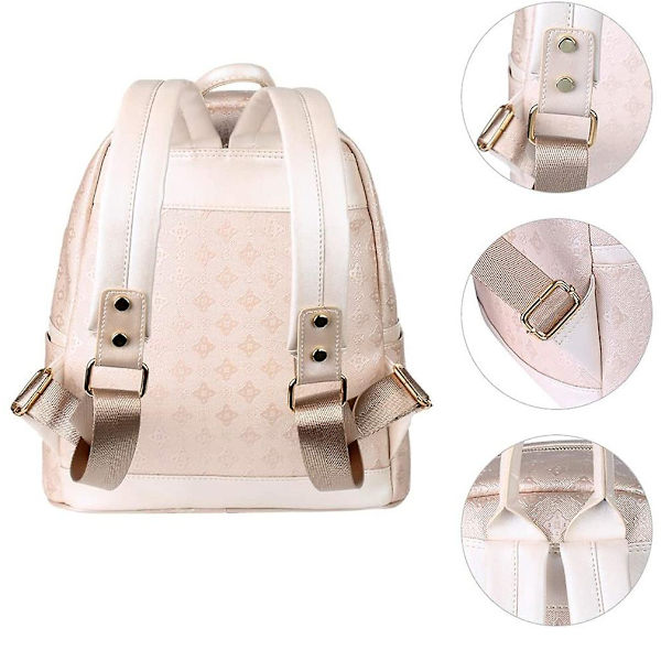 Ryggsäck Dam Elegant PU Läder Ryggsäck Flickor för Kvinnor Beige white