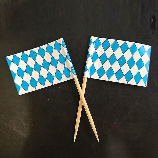 200 bitar Flaggor Märkning Etiketter Muffinsdekoration Födelsedagsfestdekoration (blå och vit)