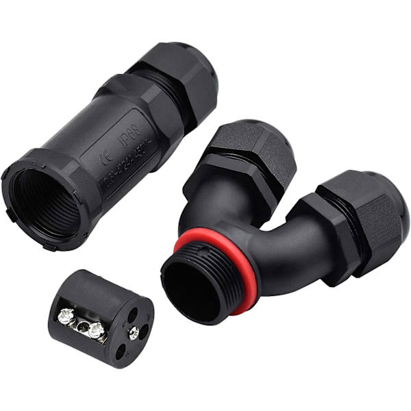 2-pack vattentät kabel IP68 3-stifts Y-form för diameter 6-12 mm utomhus jordkabel skarv