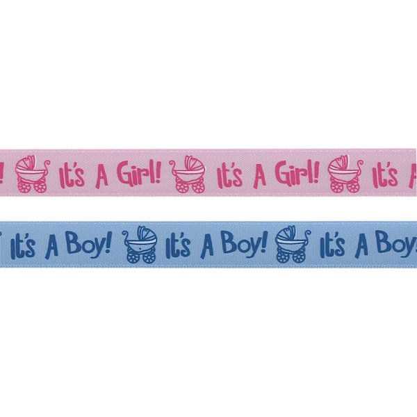 2 set It is A Boy/Girl band band 5,5 x 2 cm per rulle 10yd för presentinslagning bröllopskort (rosa) pink