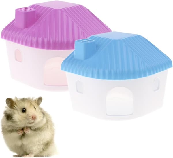 2 st Hamsterhus i plast, gömställe, burmontering, sovrum, bo, sandrum