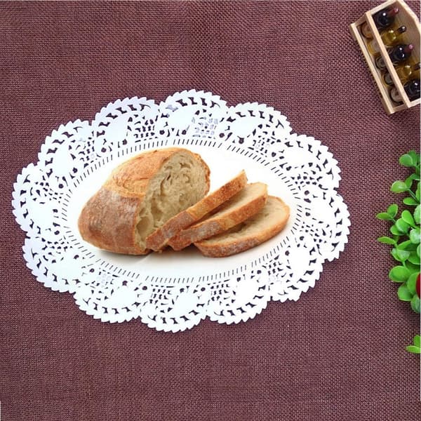 Engangs hvite blondebrikker blondeunderlag papir 7,5X10,5 tommer 150 stk (oval)