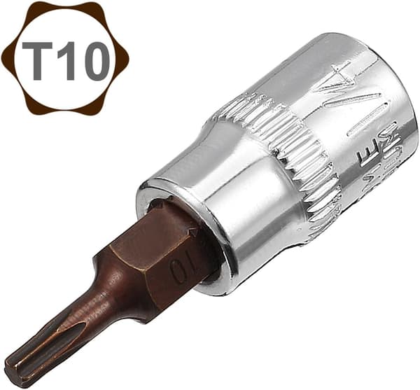 2 stk. 1/4\"-drev x (T10) Torx bit-top, S2 stålbits CR-V toppe 1,5\" længde til brug med skraldenøgle T10