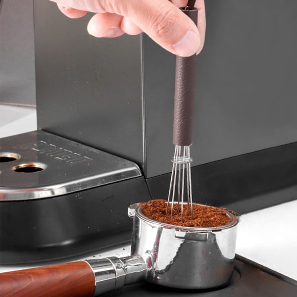 Rostfri kaffeblandare nåldistributör omrörare espressokaffe blandningsverktyg (brun)