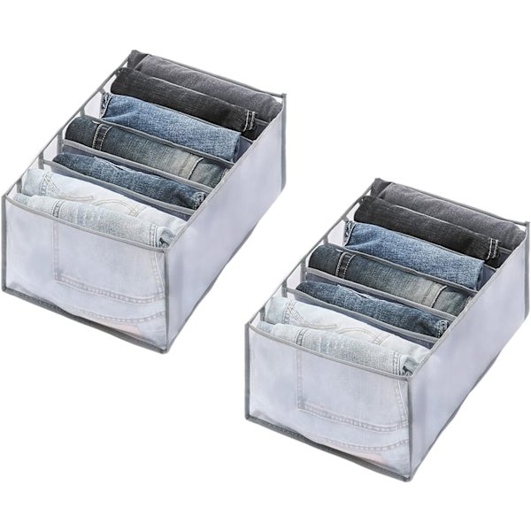 7 fack hopfällbar garderobsorganisatör i nylonnätkorg för casual kjolar (grå, 2-pack)
